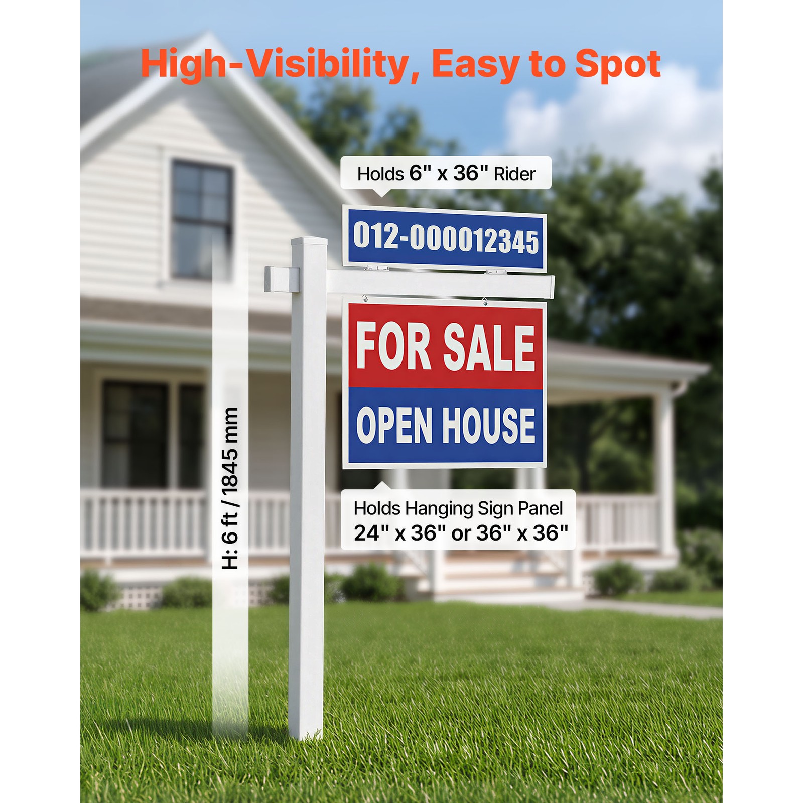 Uimoso 6 ft PVC Real Estate Sign Post for Outdoor Yard Display