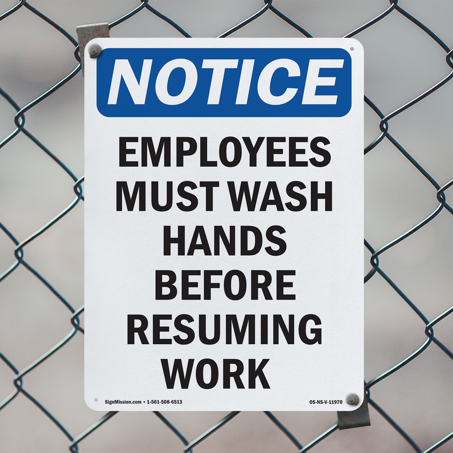 Employees Must Wash Hands Before OSHA Notice Sign Metal, Decal – 5 or 10 Pack
