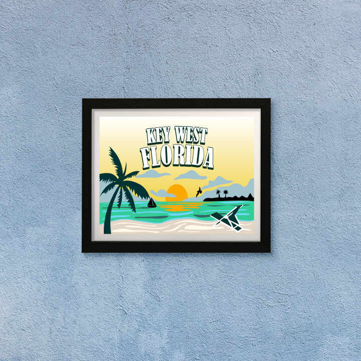 Key West Florida, Wall Print Art | Multiple Frame Options (Unframed or Framed)