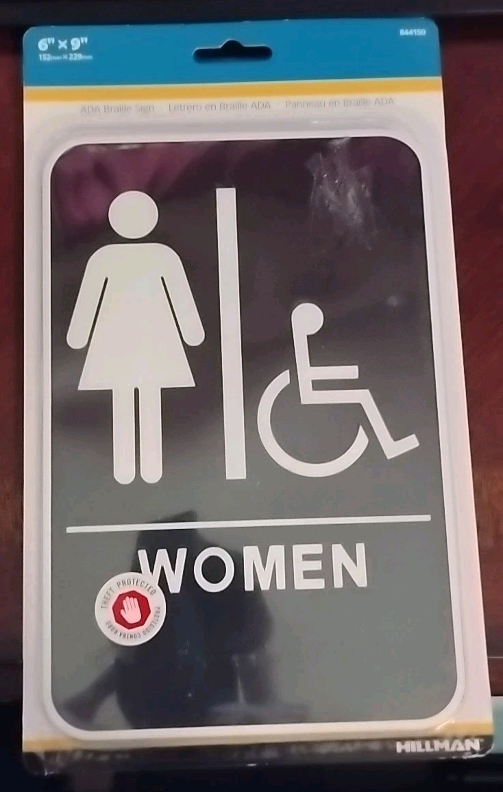 Women&rsquo;s Handicapped Restroom Sign with Braille 6&Prime; x 9&Prime;