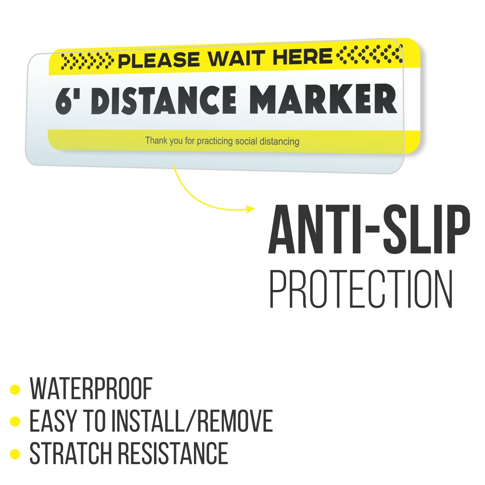 6 Feet Social Distance Markers Maintain Floor Signs Decal Stickers Carpet 5 Pack