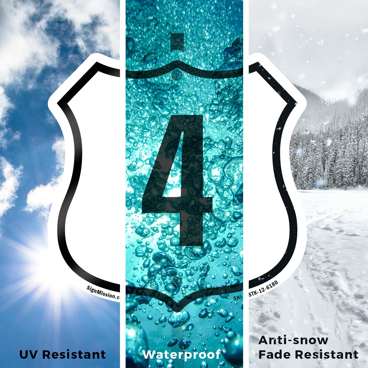 Number 4 Shield Shaped Sign With Stake Weather Resistant