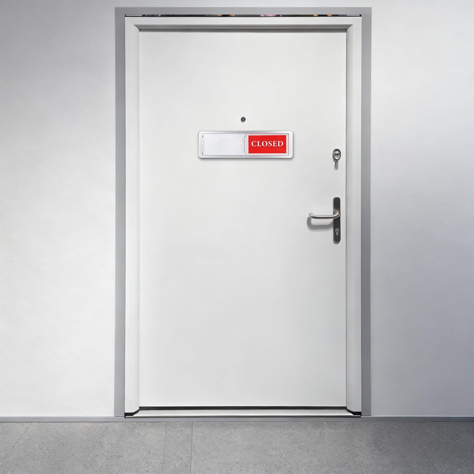 Open Closed Sliding Door Sign for Business, 7 x 2 inches, Silver
