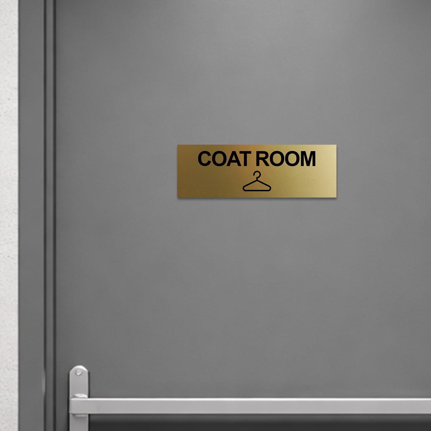 Basic Coat Room Sign Brushed Silver Large Door Wall Office Marker Plaque