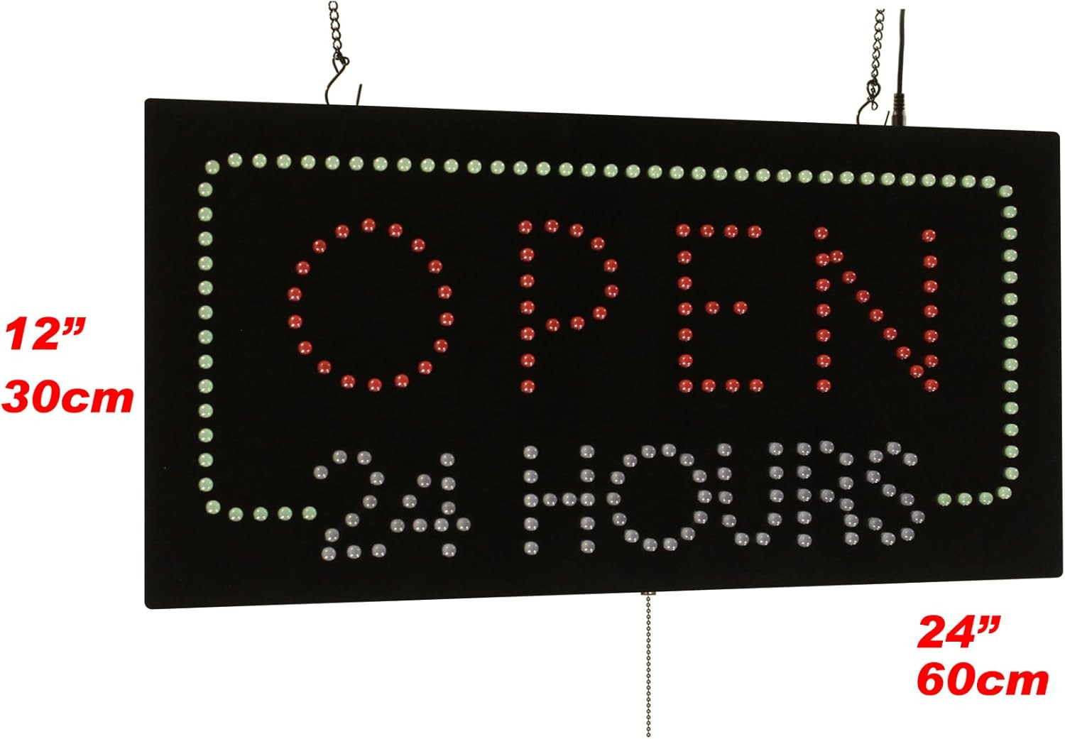 Open 24 Hours Sign, 24&Prime;X12&Prime;, 60X30Cm, , Signage, LED, Bright, Open, Signboard, D