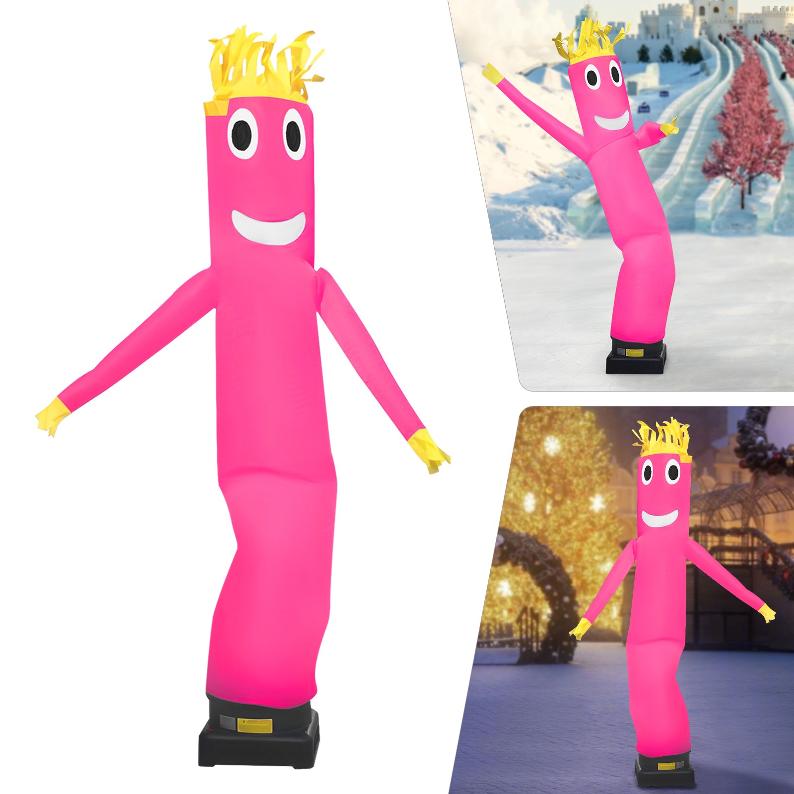 10ft Advertising Inflatable Tube Men, Waving Inflatable Tube Guy Pink