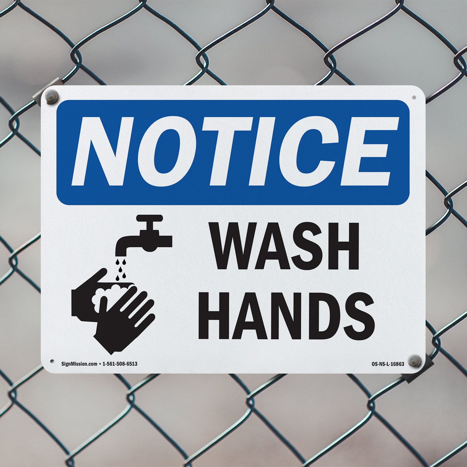 Wash Hands OSHA Notice Sign Metal, Plastic, Or Decal – 5 or 10 Pack
