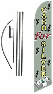 Cash for Silver 15ft Feather Banner Swooper Flag Kit – INCLUDES 15FT POLE KIT…