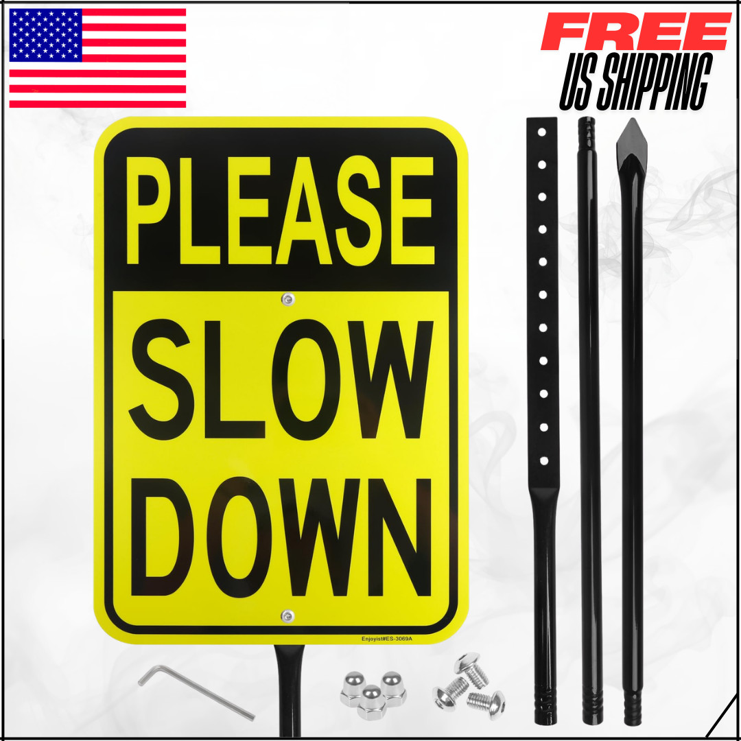 Reflective UV Protected Weatherproof Please Slow Down Aluminum Sign 17&Prime;x12&Prime; 54&Prime;