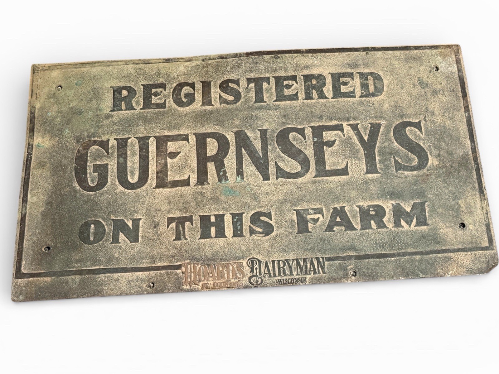 RARE Vintage Original Hoards Dairyman Guernseys Cow Metal On This Farm Sign