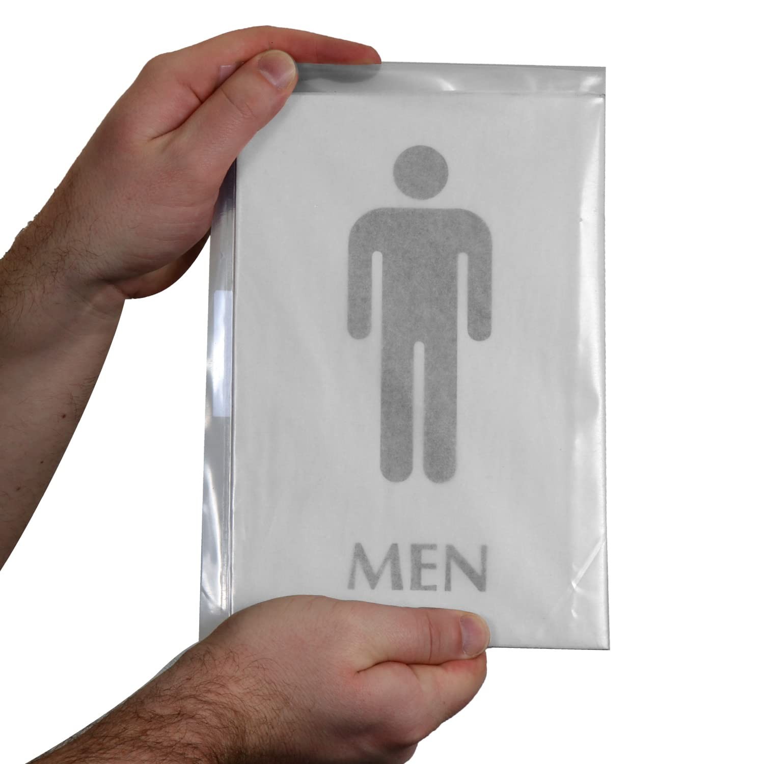 Mens Restroom Sign 6×9 Inch Stainless Steel Metal Engraved Silver Black