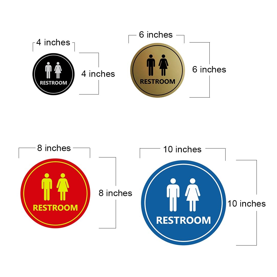 Small Circle Unisex Restroom Sign Brushed Gold Commercial Bathroom Door Marker