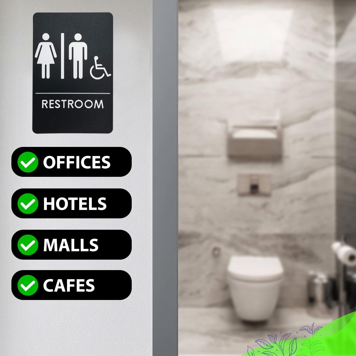 USA Made – Men&rsquo;s and Women&rsquo;s Restroom Signs Small Signage, Black Handi-Unisex