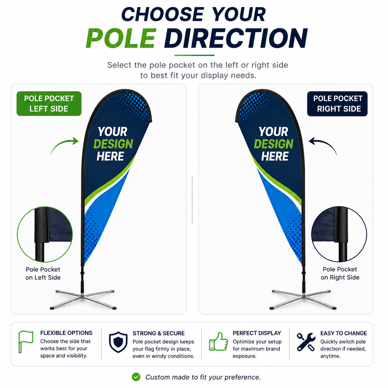 Custom Teardrop Flag Banner Printing | Full Color Single & Double Sided