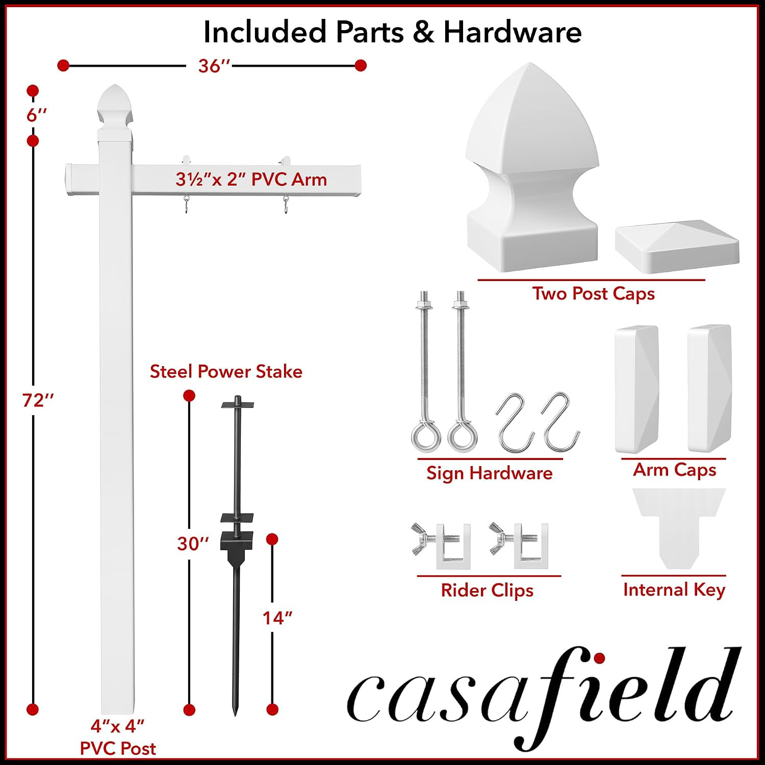 Casafield 72&Prime; X 36&Prime; Real Estate Sign Post for Open House and Yard Sale Signs wit