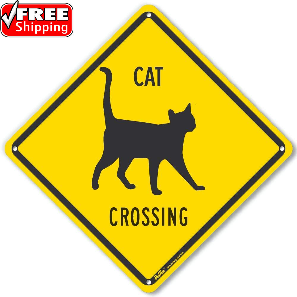 Petka Signs and Graphics Pkac-0153-Na_10X10 « Cat Crossing » Aluminum Sign, 10&Prime; X