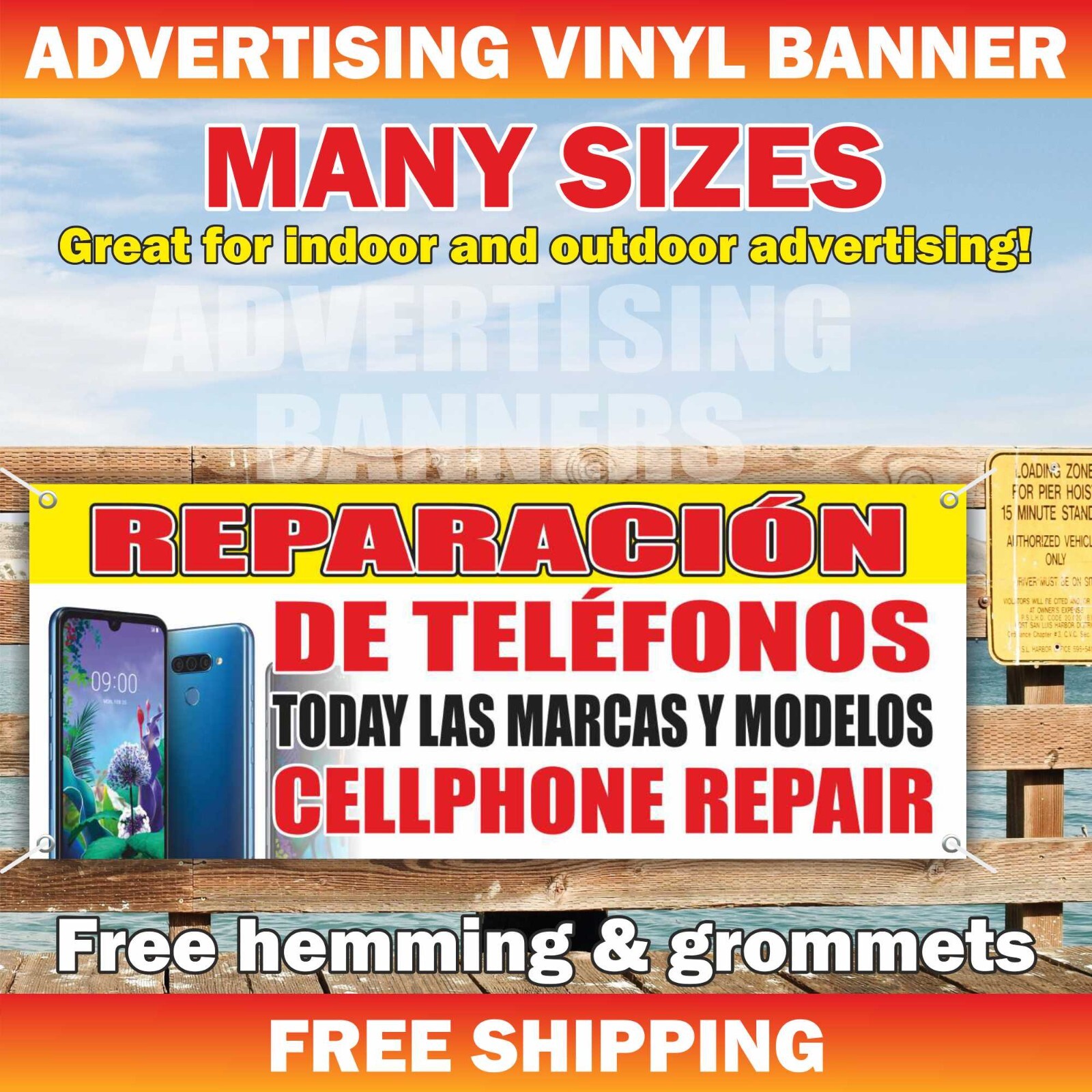 REPARACION DE TELEFONOS Advertising Banner Vinyl Mesh Sign CELL PHONE REPAIR