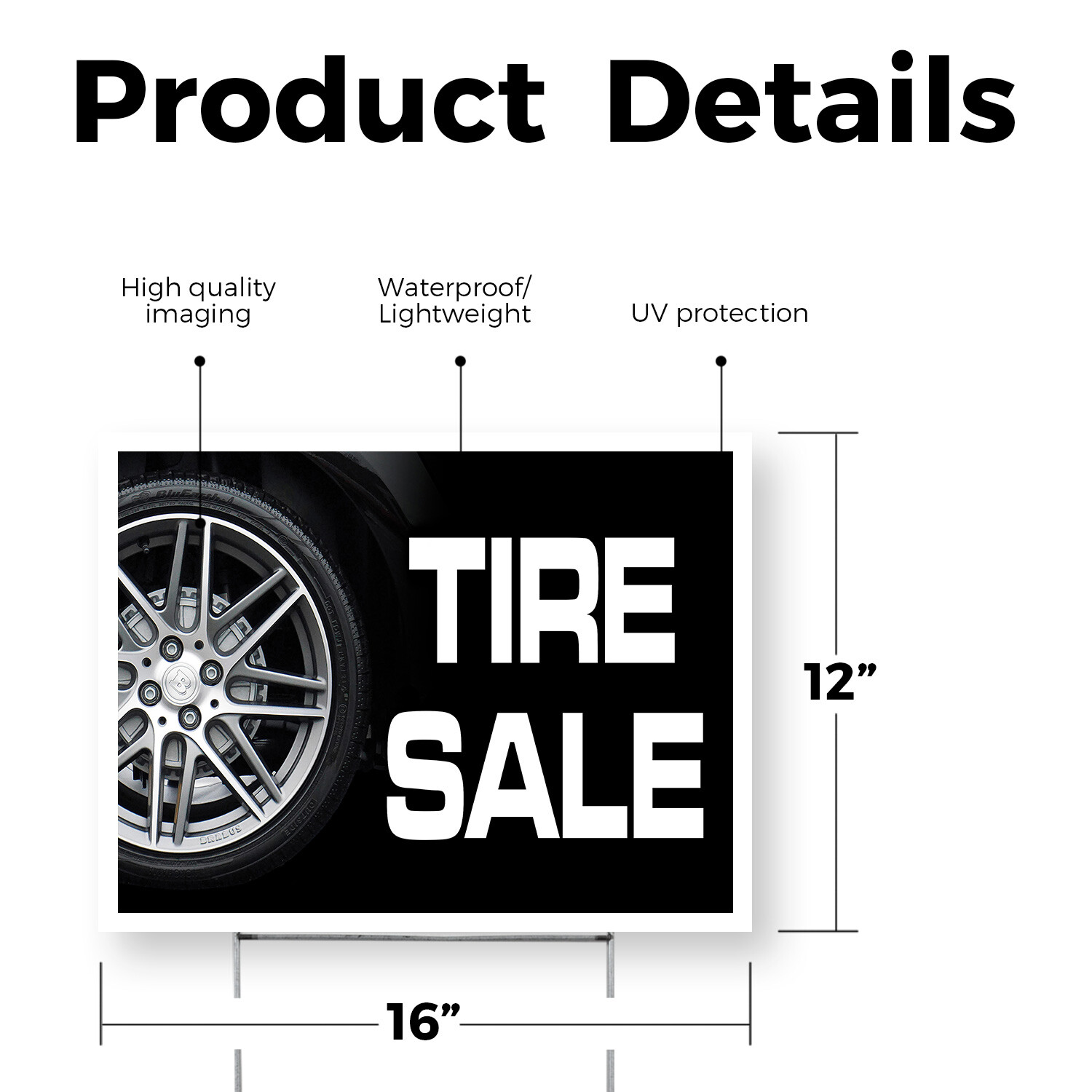 Tire Sale Yard Sign Auto Promotions, Affordable Pricing, Reliable Service