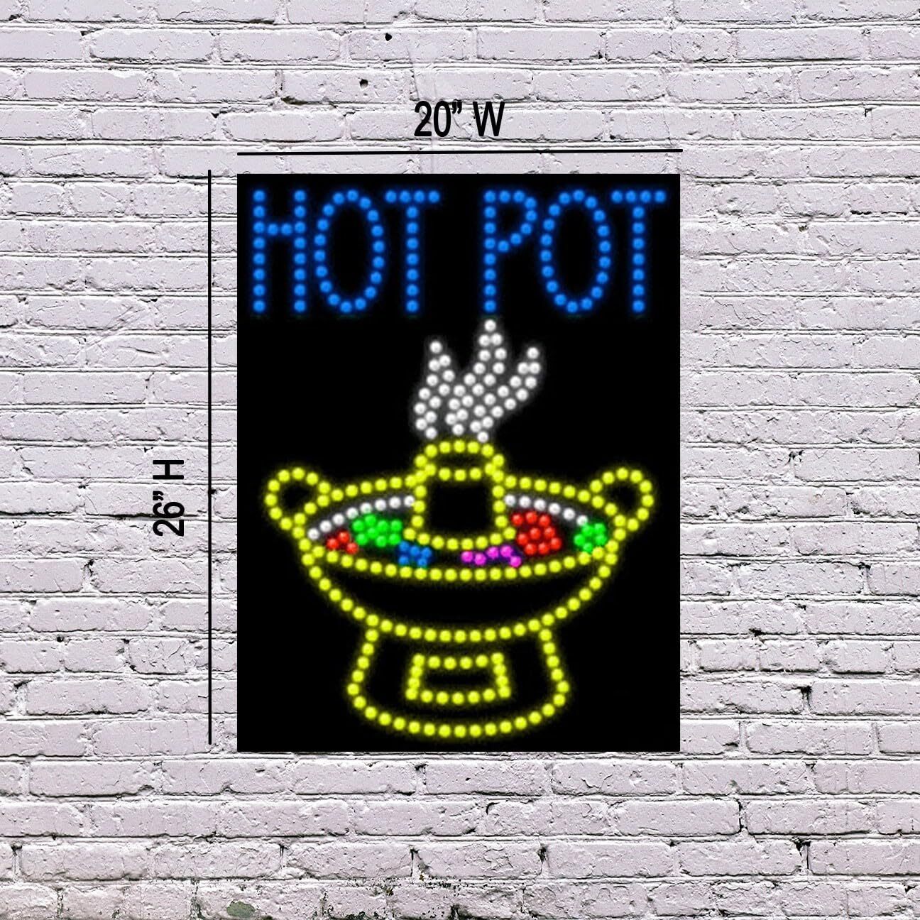LED Hot Pot Sign | Light Up Sign | 26&Prime;H x 20&Prime;W x 2&Prime;D