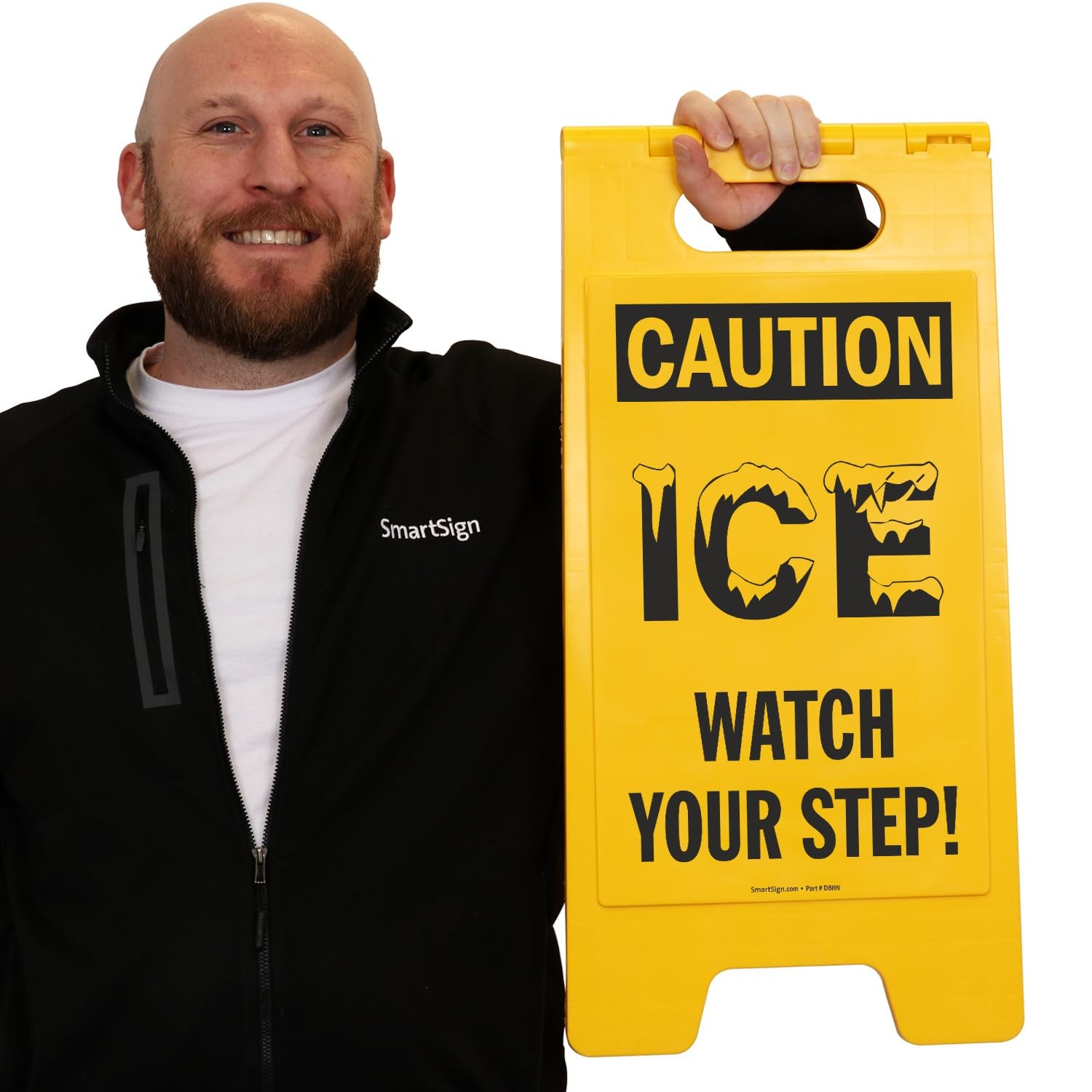 1 PCS 25×12 Inch Plastic Caution Ice Watch Your Step Folding Floor Signage