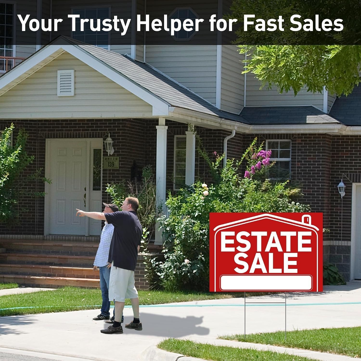 Estate Sale Signs with Stakes Set 6 Waterproof 17×12 and 17×6 Inches Yard Signs