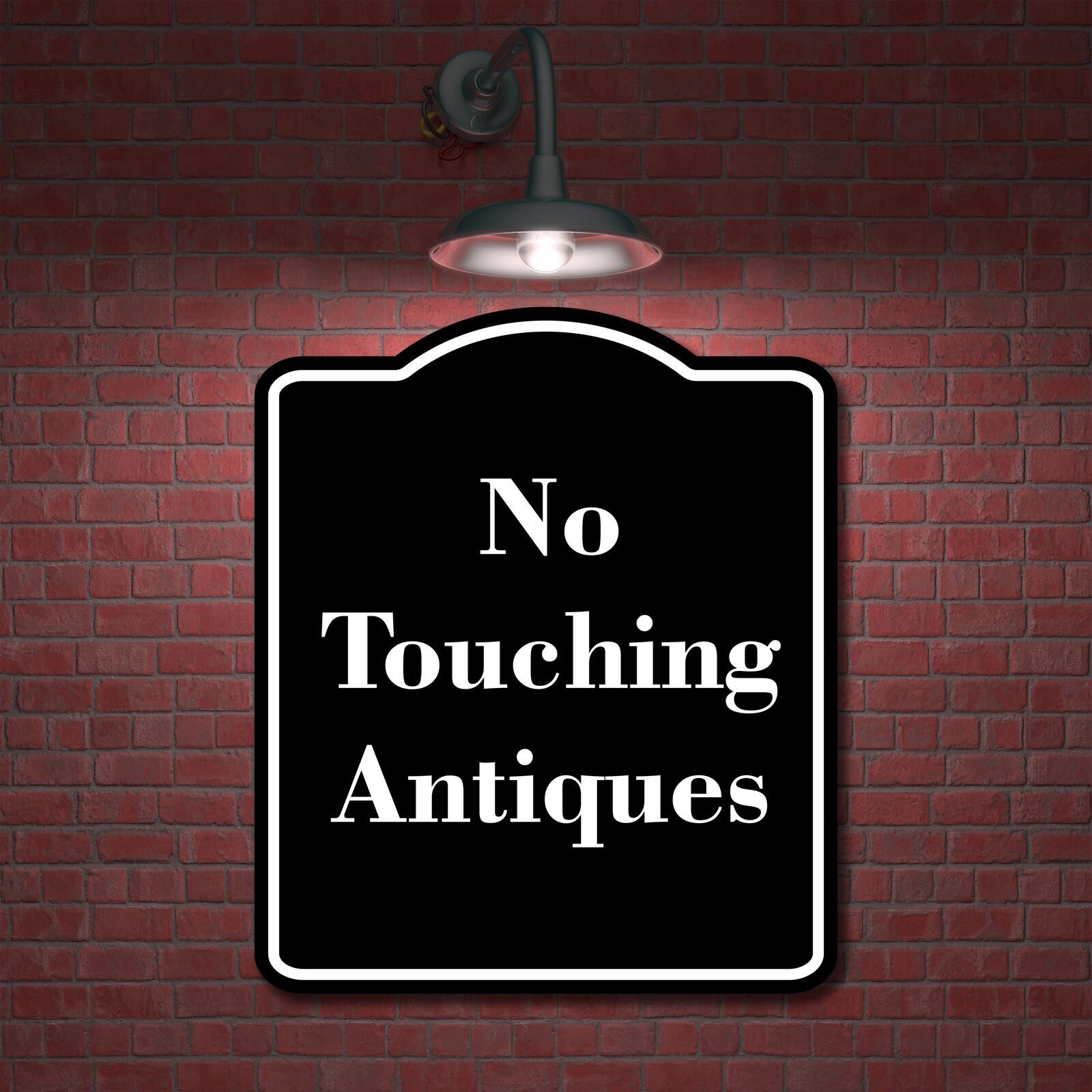 No Touching Antiques BLACK Aluminum Composite Sign