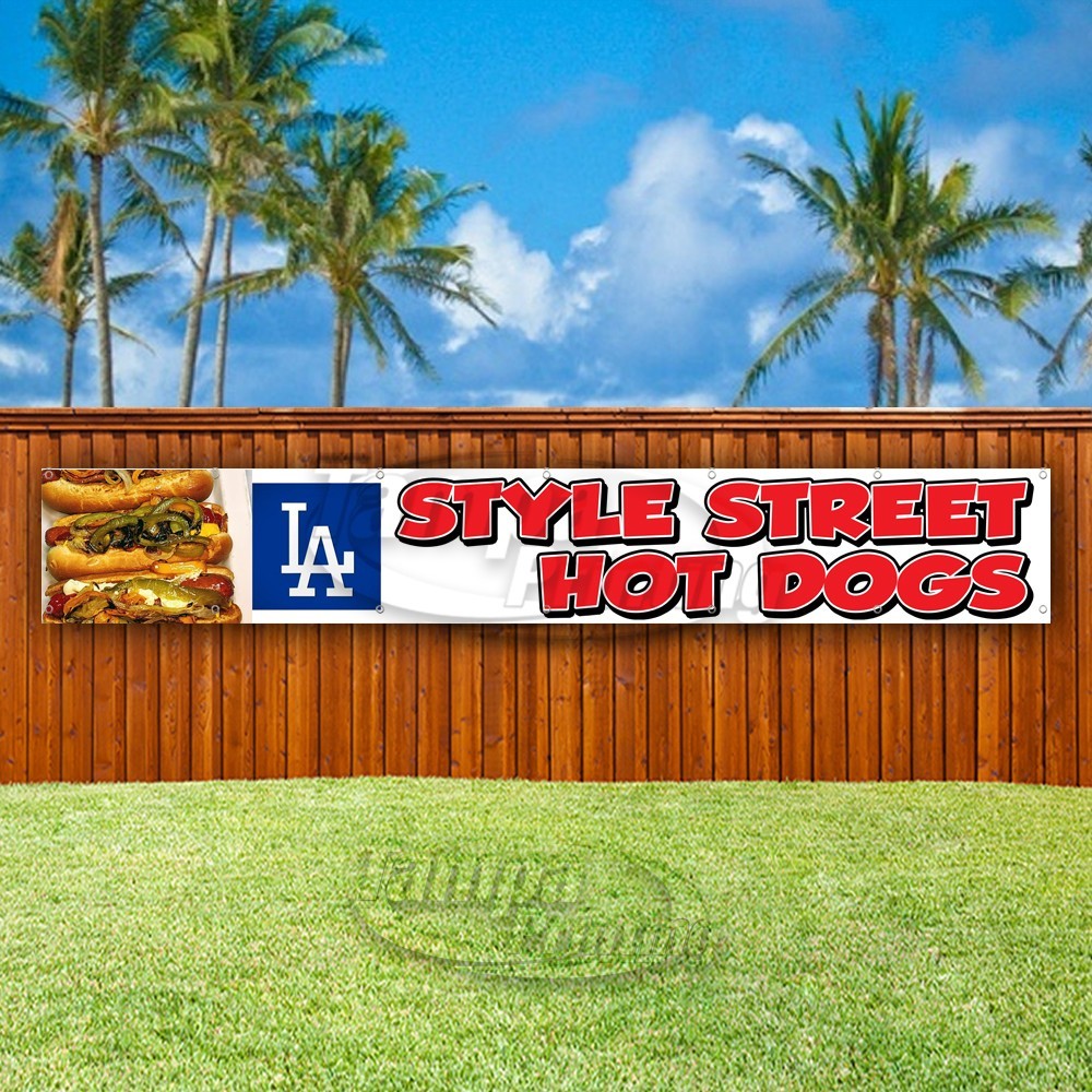 LA STYLE STREET HOT DOGS Advertising Food Vinyl Banner Flag Sign USA XL01482