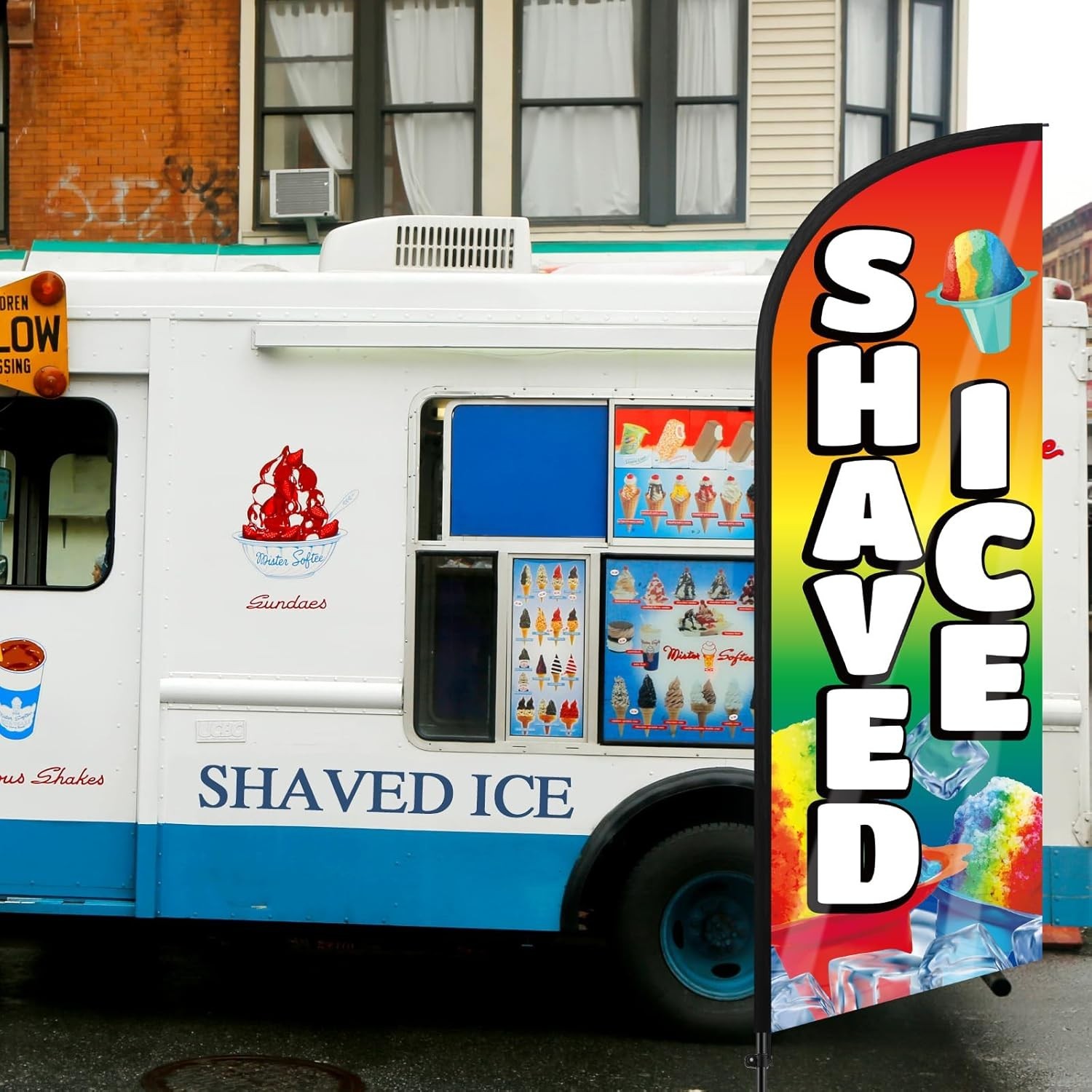 Shaved Ice Feather Flag 7 ft with Pole – Perfect for Outdoor Business Promotions
