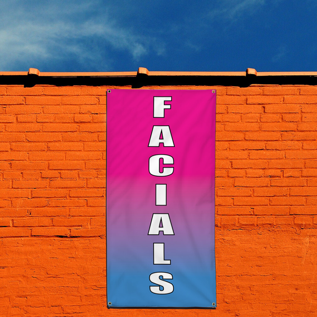 Vertical Vinyl Banner Multiple Sizes Facials Beauty Spa Business Outdoor
