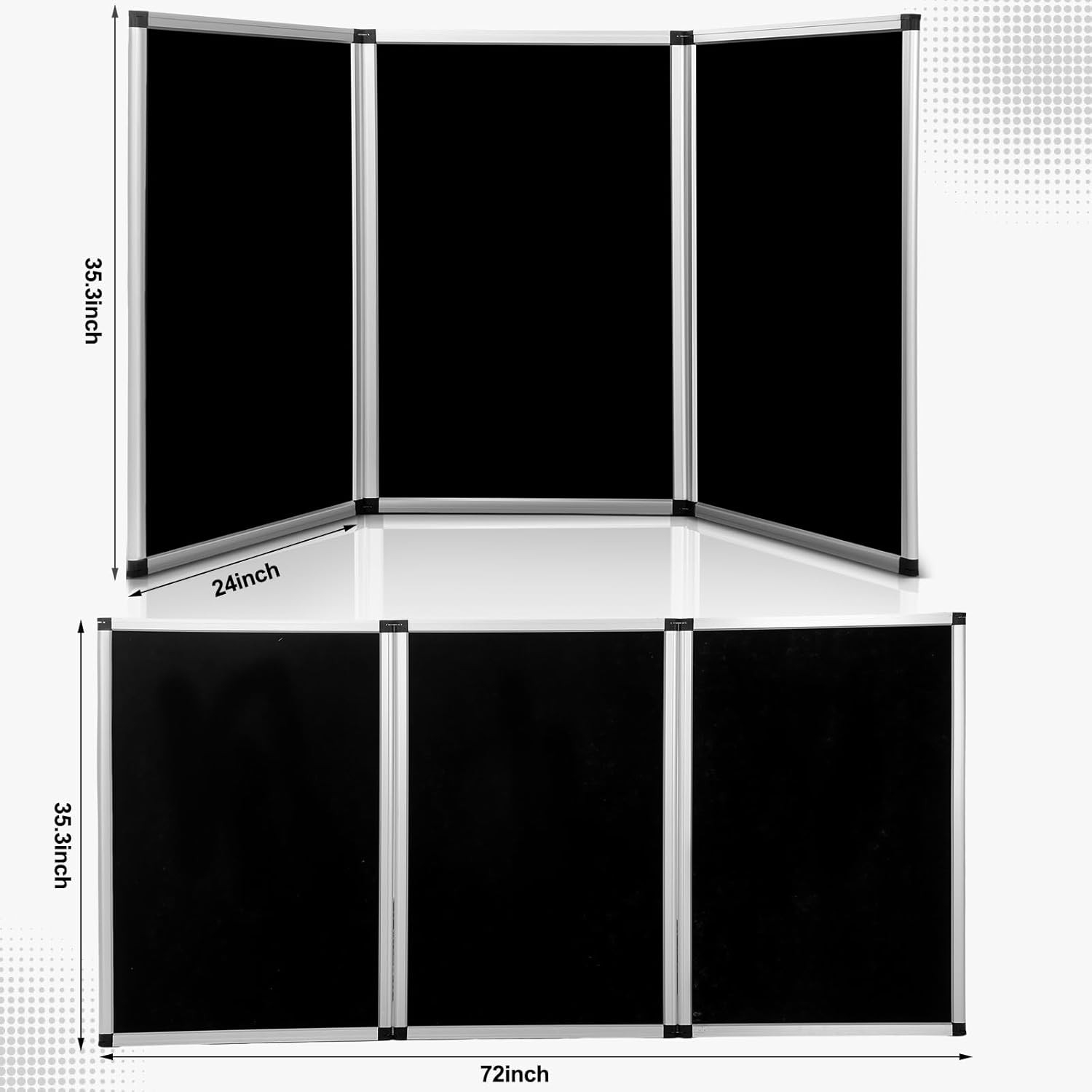 Tri-Fold Trade Show Display Board, 72&Prime;x35&Prime; Black Tabletop Presentation Panel