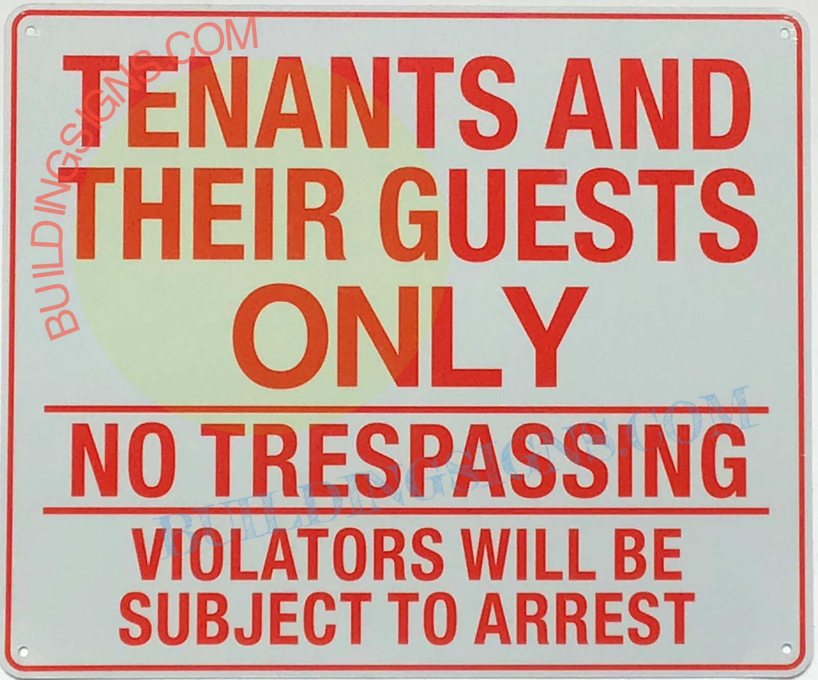 TENANTS AND GUEST ONLY SIGN (10×12, White, Aluminum) -REF24-1027