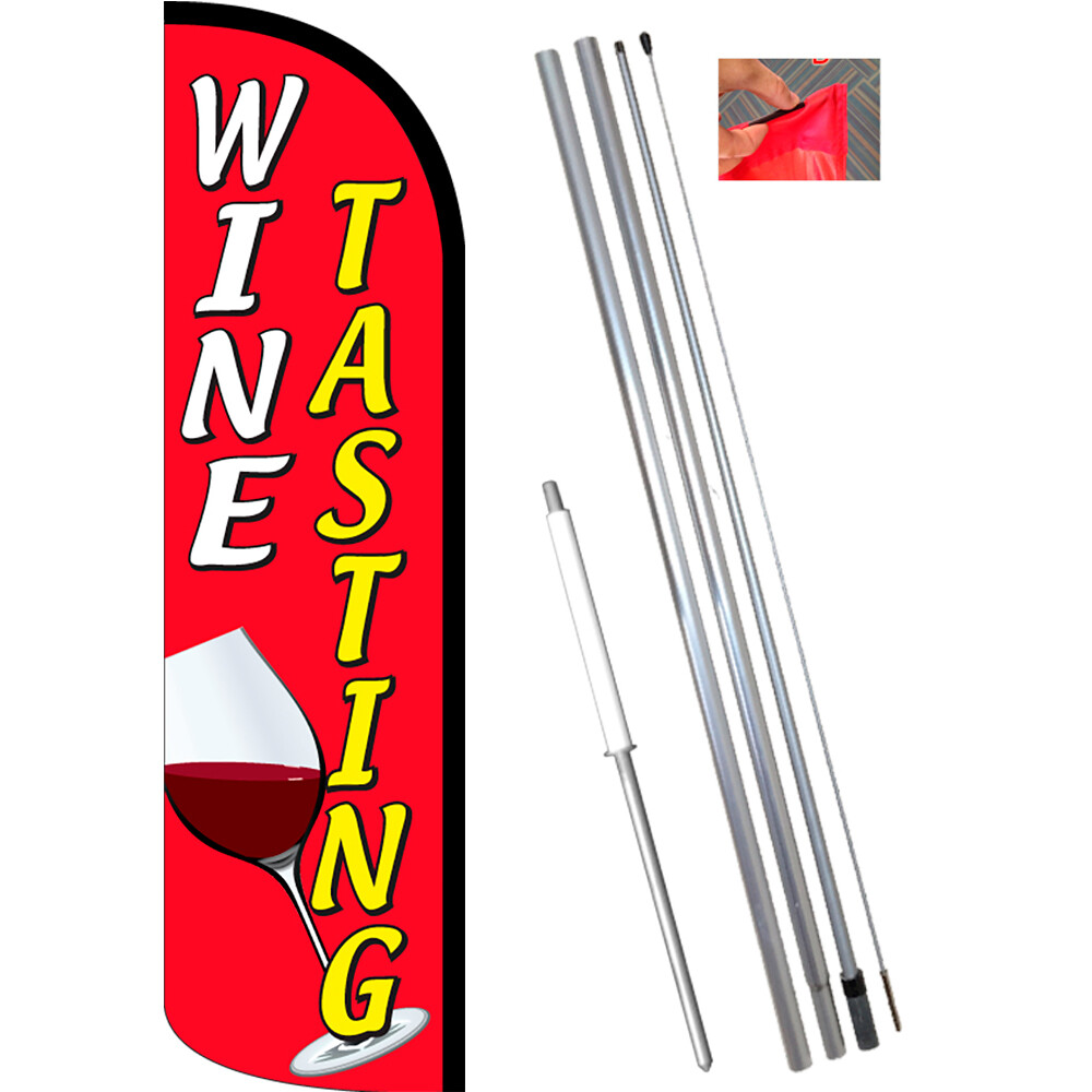WINE TASTING Windless Feather Flag Bundle (Complete Kit) OR Optional Replacement