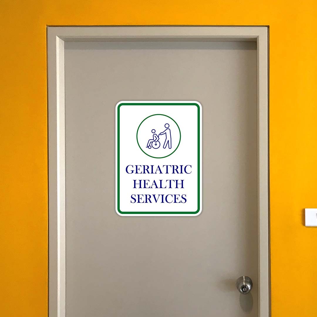 Portrait Round Plus Geriatric Health Services Wall or Door Sign
