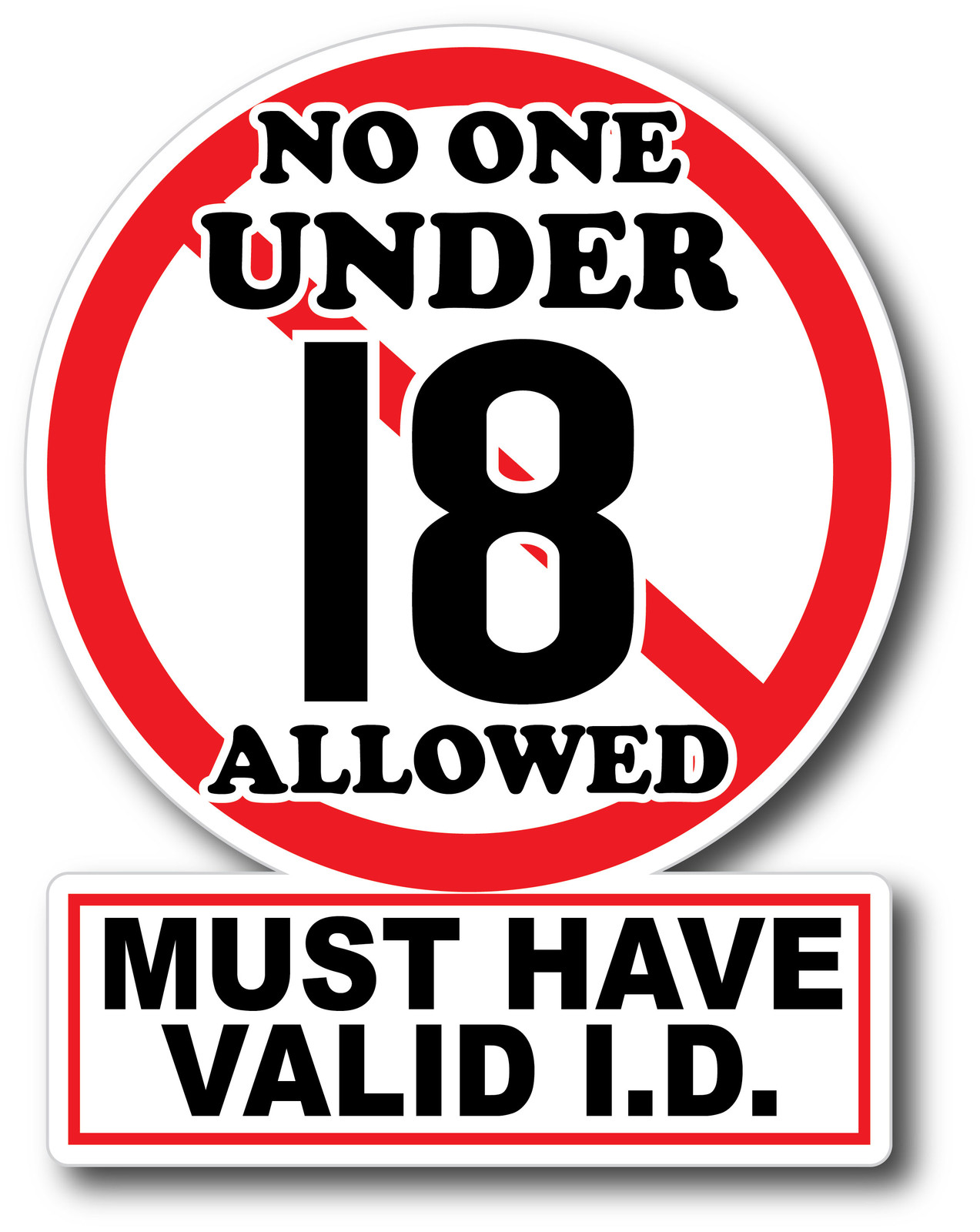 V2 No One Under 18 Sticker Decal High Quality Glossy Decal Restaurant Bar