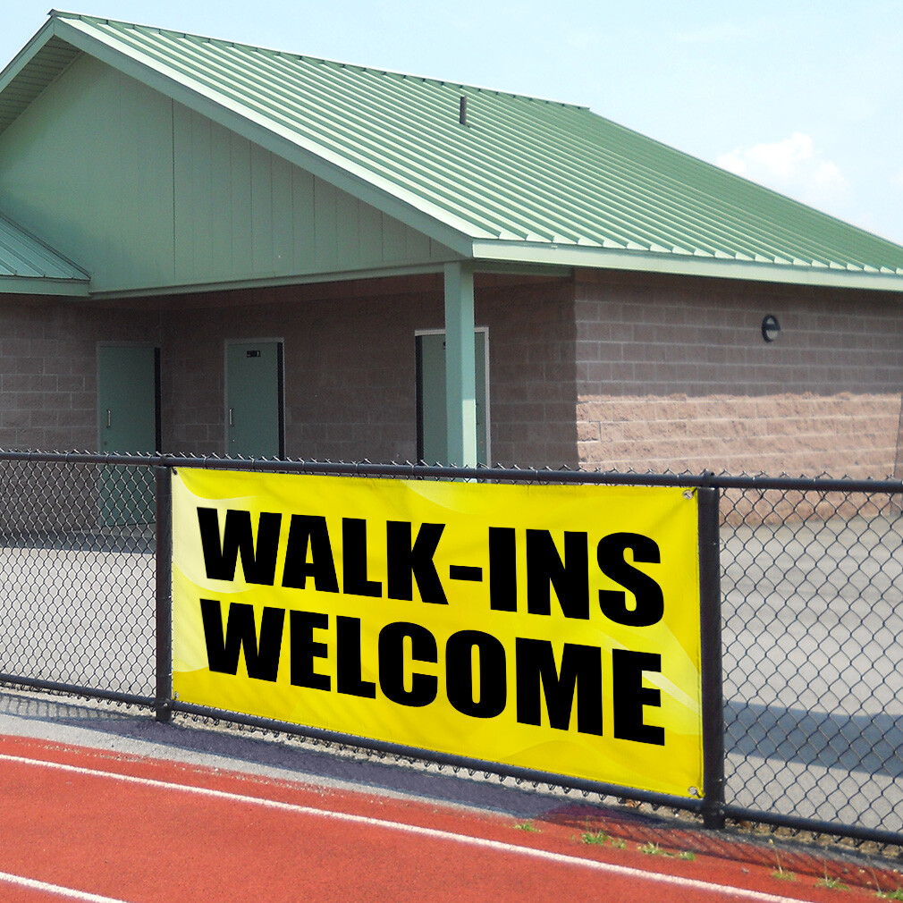Vinyl Banner Multiple Sizes Walk-Ins Welcome Advertising Printing B Business