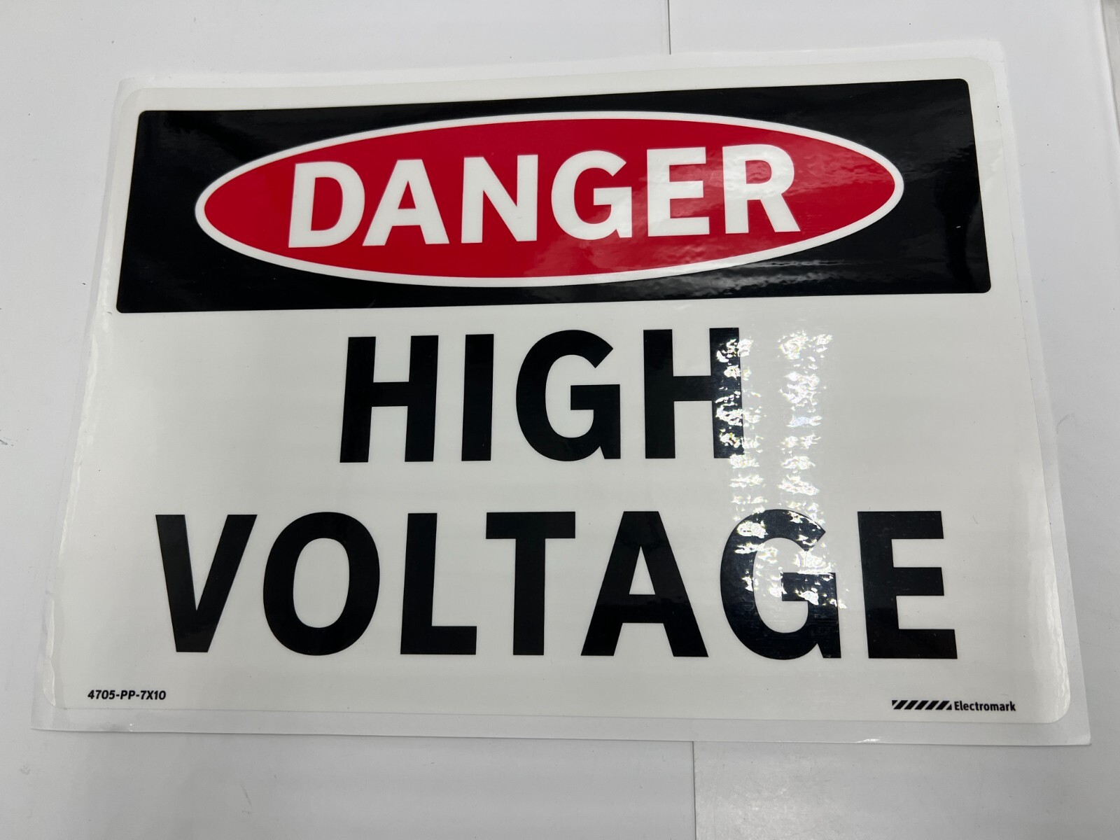 (QTY 25) Electromark 4705-PP-7X10 Black Red/White Danger High Voltage Label