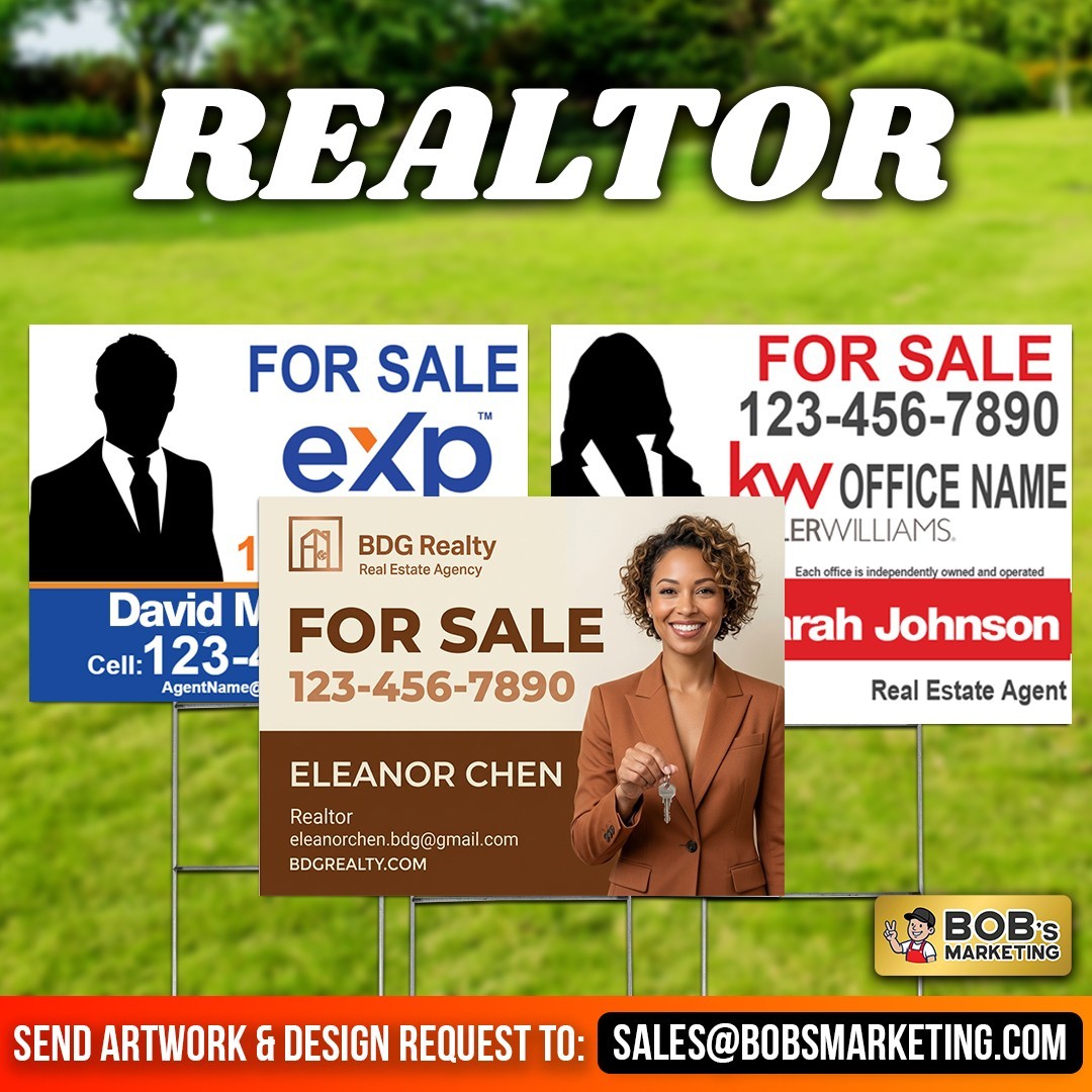 20 Pack Custom Yard Signs 24×18 Full Color Wholesale Printing + Metal H Stakes