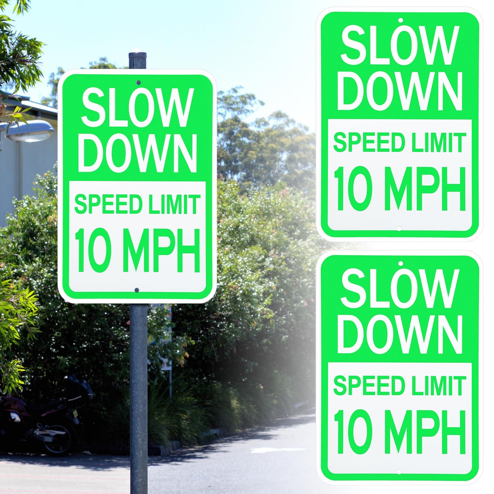 2 Pack 17×12 Inch Slow Down Sign Speed Limit 10 MPH Traffic Sign for Driveway