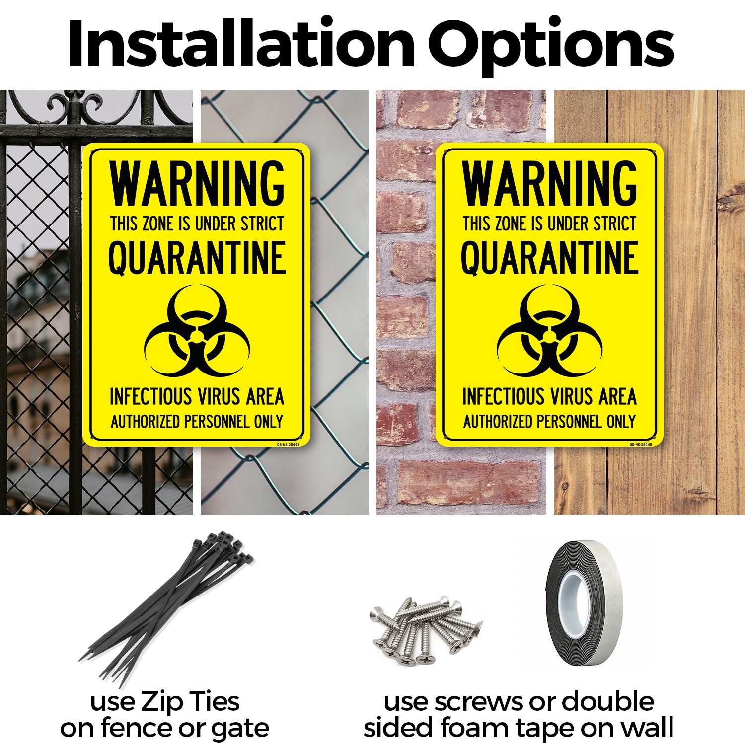 Warning This Zone Is Under Strict Quarantine Public Safety Sign – 5 or 10 Pack
