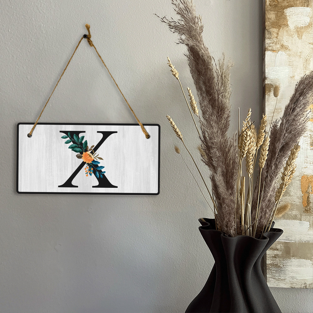 X Flower Decor 5×10 Hanging Wall or Door Sign | Alphabet Letter Room Decoration