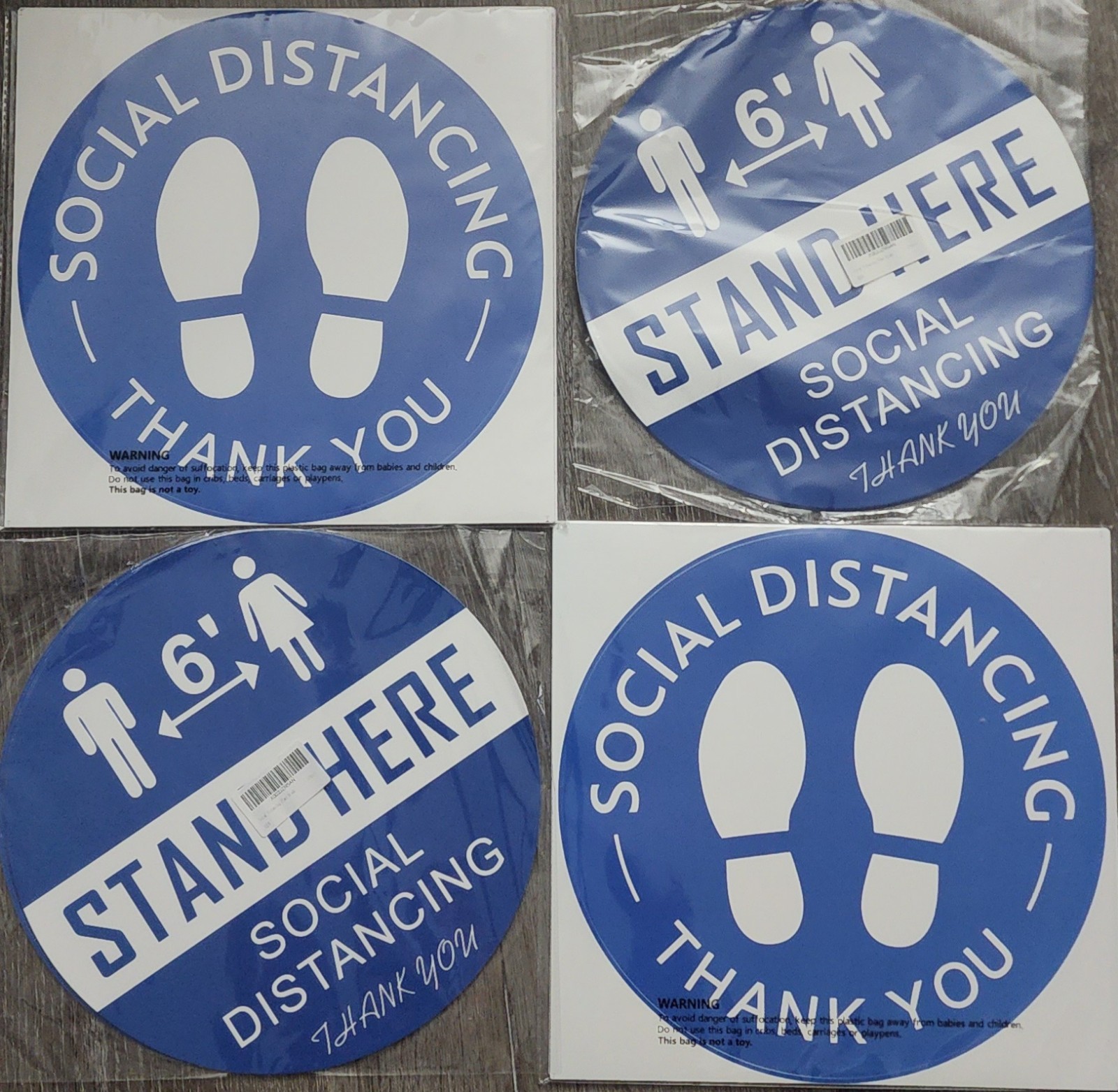 Social Distancing Floor Sign Decals – 52 Count – Round 12&Prime; Diameter