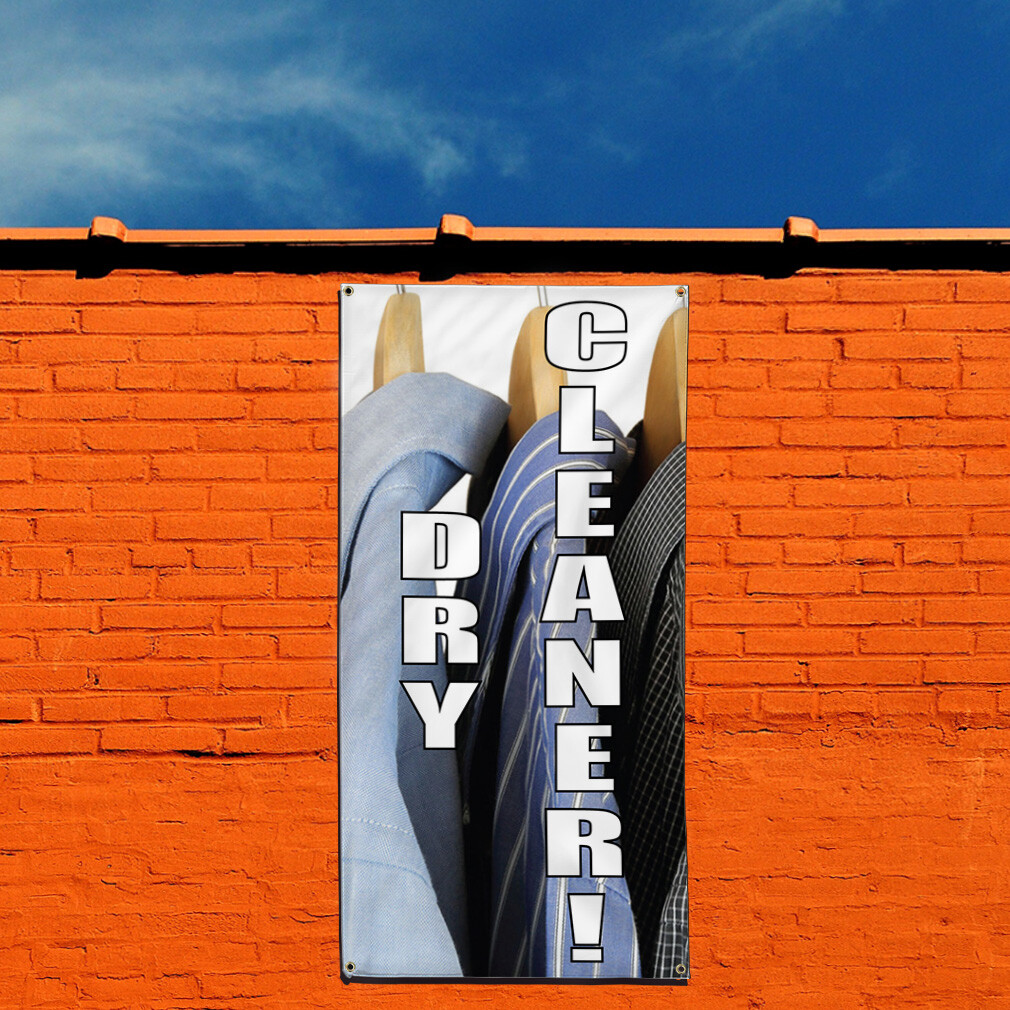 Vertical Vinyl Banner Multiple Sizes Dry Cleaner Business Outdoor