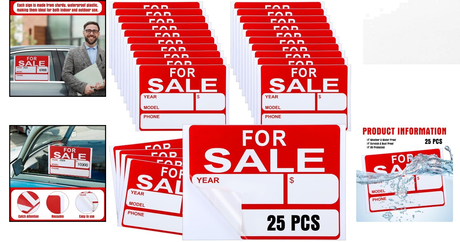 25 9×12 Inch &lsquo;For Sale&rsquo; Signs – Waterproof and Effective Advertising