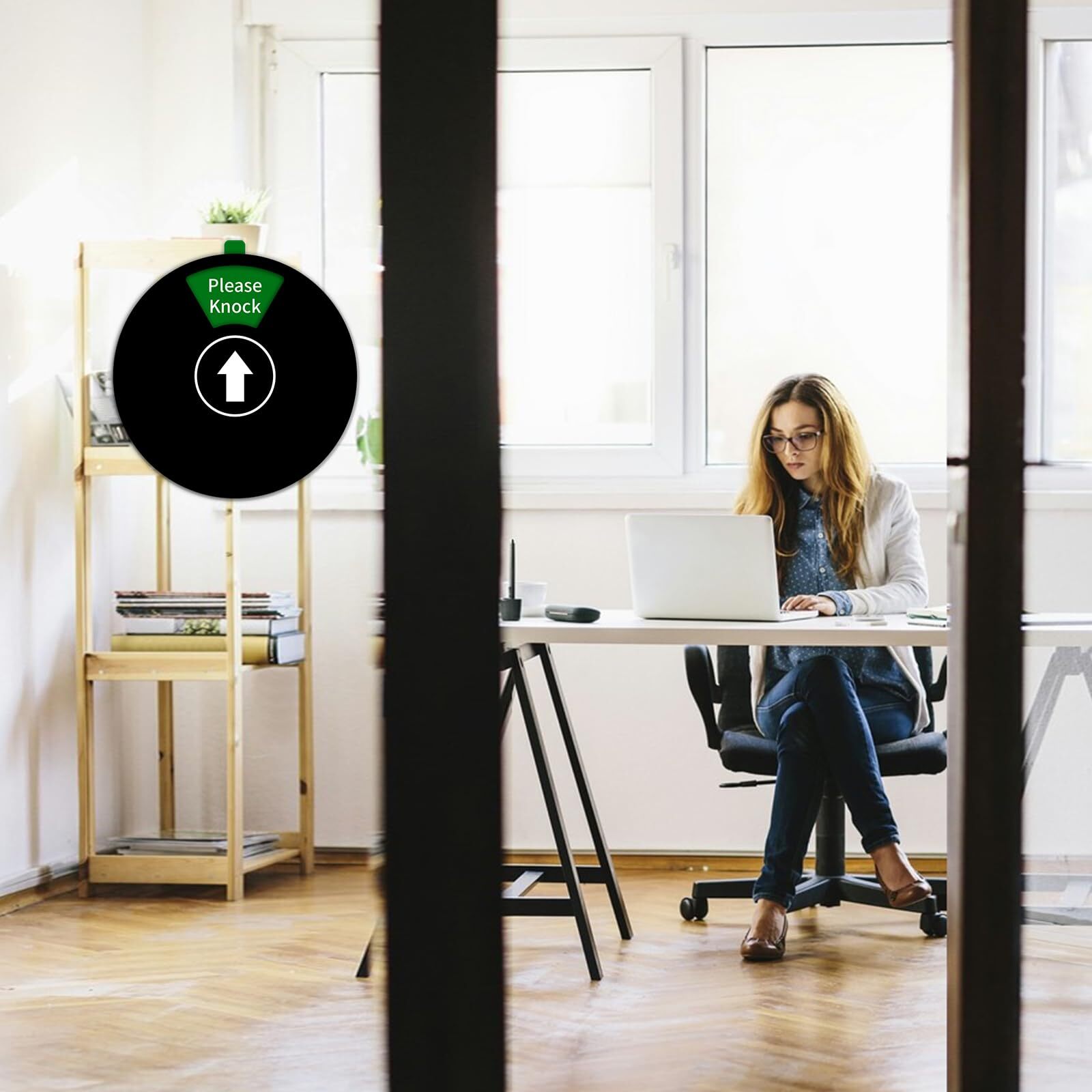Rotating Office Door Sign, 6 Privacy Modes: Do Not Disturb, In a Meeting, Please