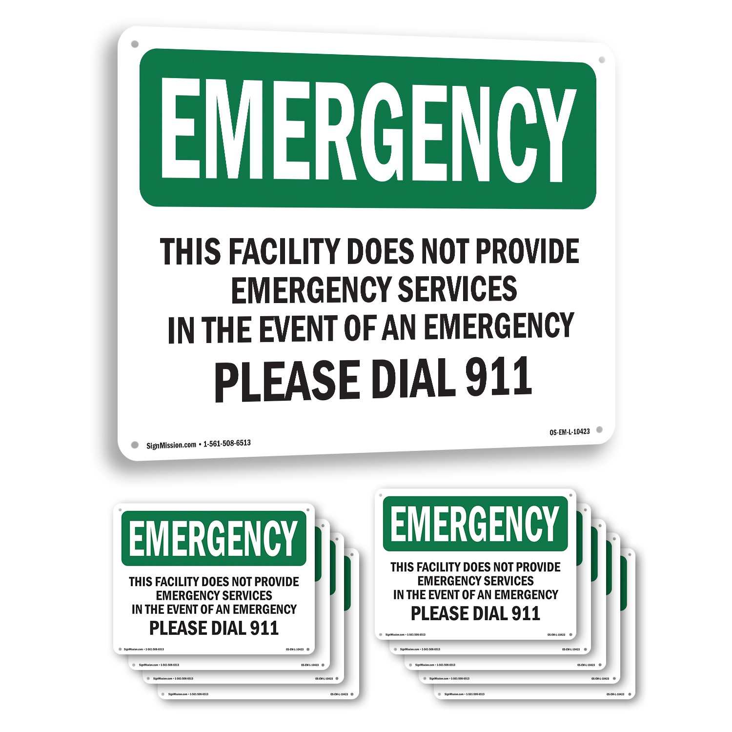 This Facility Does Not Provide OSHA Emergency Sign Metal, Decal – 5 or 10 Pack