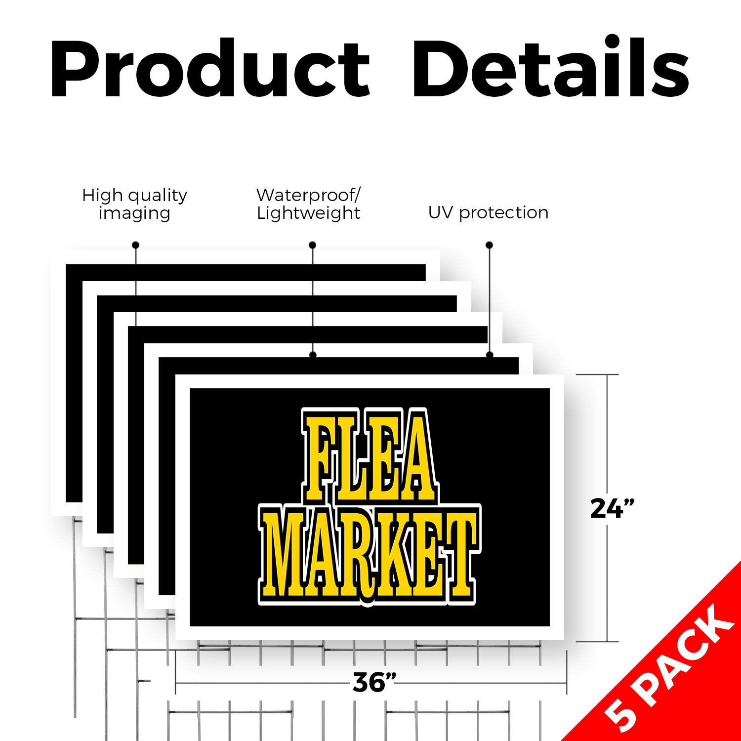 Flea Market Yard Sign Local Vendors, Great Bargains, Event Promotions