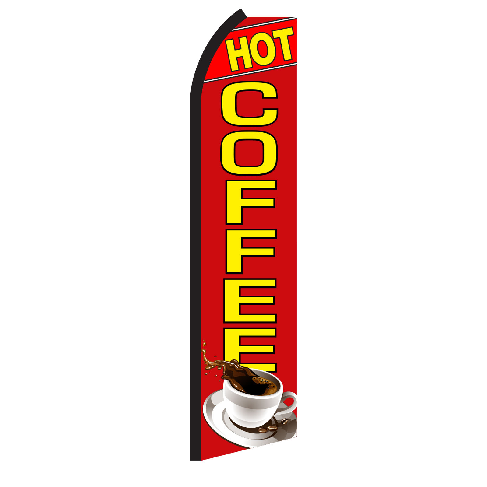 HOT COFFEE RD/YEL – Standard Half Sleeve Swooper Banner Flag Only
