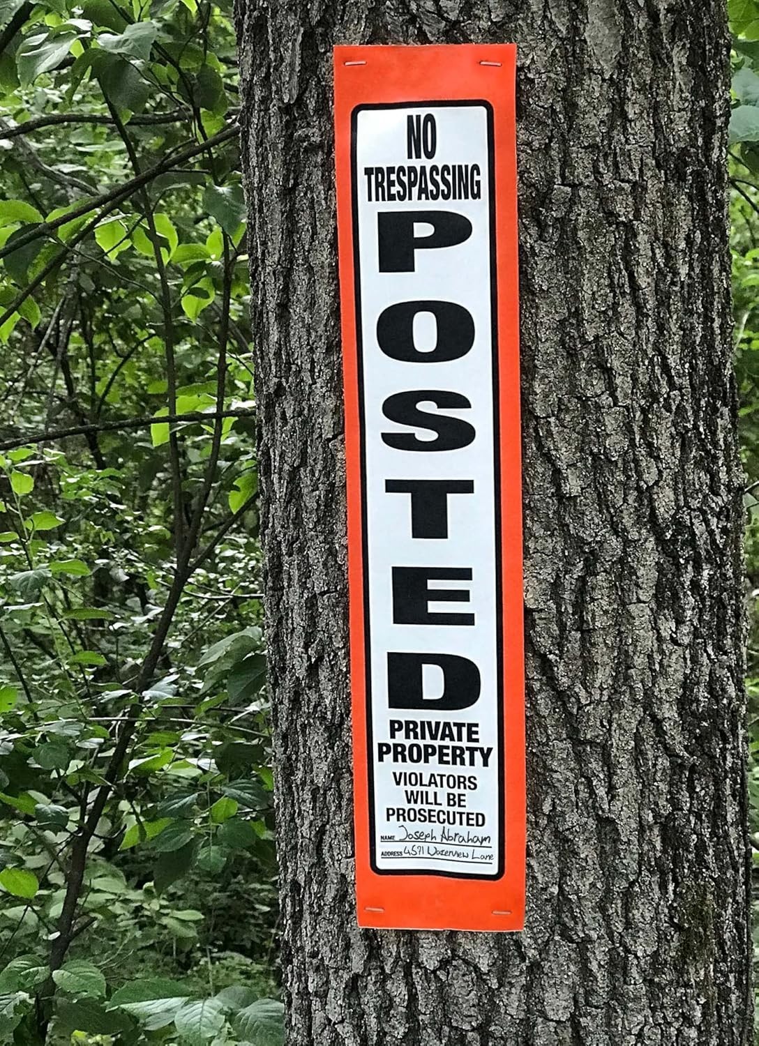 Posted Sign Orange No Trespassing for outdoors – 4&Prime; x 20&Prime; 100 per Roll –