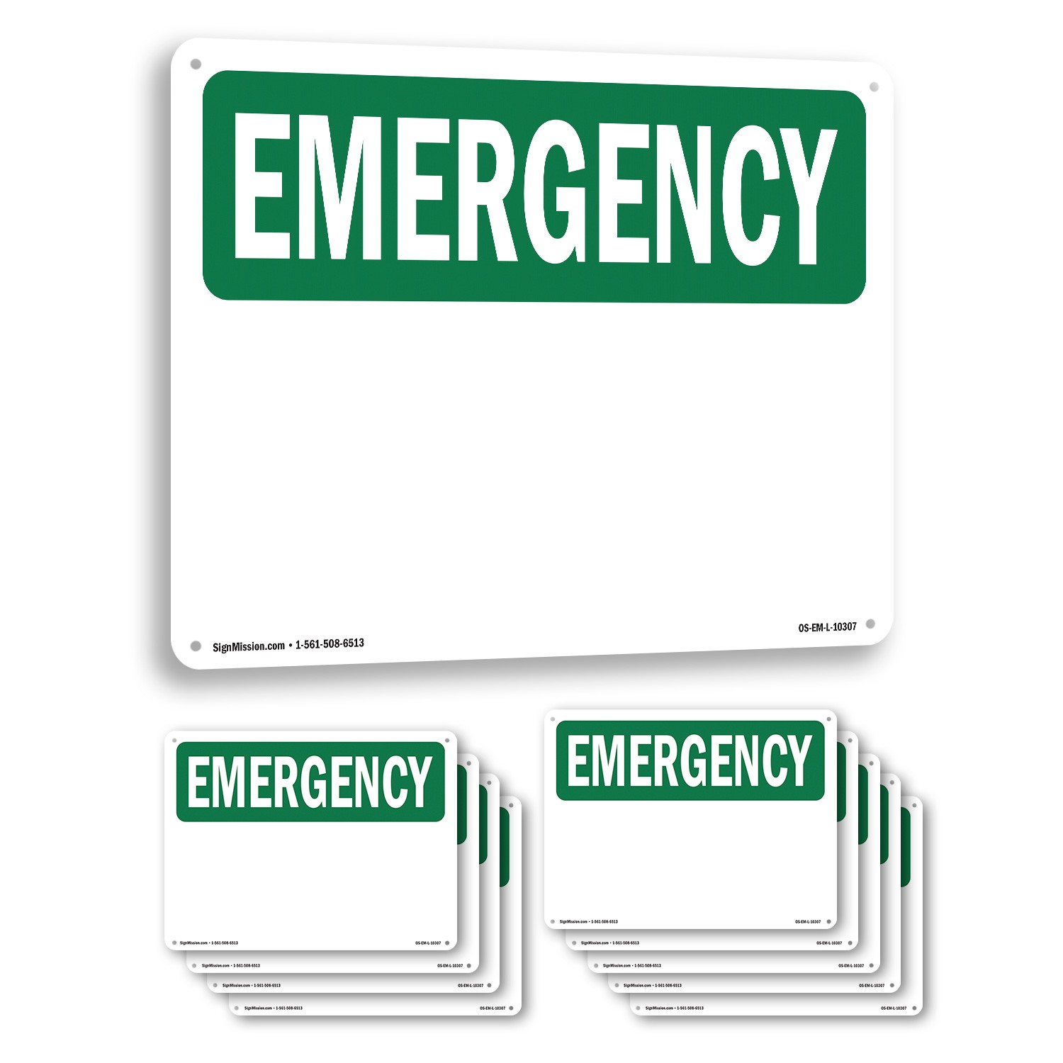 Blank Write OSHA Emergency Sign Metal, Plastic, Or Decal – 5 or 10 Pack