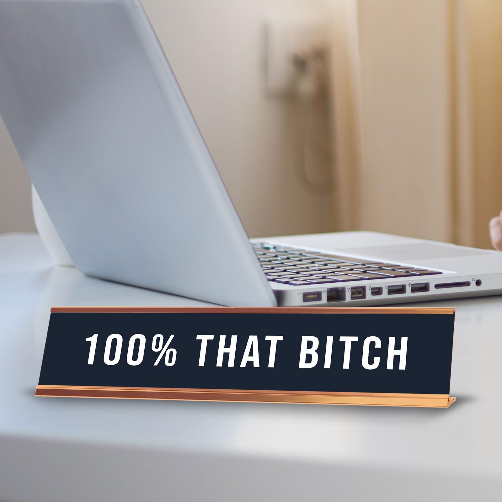 100% That B*tch 2 x 10&Prime; Desk Sign | Funny Home & Office Decor